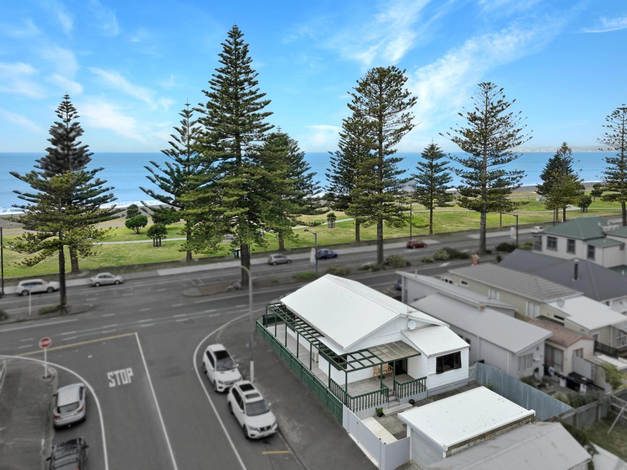 The Nautilus Hotel Napier Bagian luar foto Aerial view of the beach at the northern end of the town
